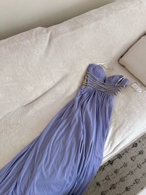 Terani Couture Strapless Purple Grad Dress